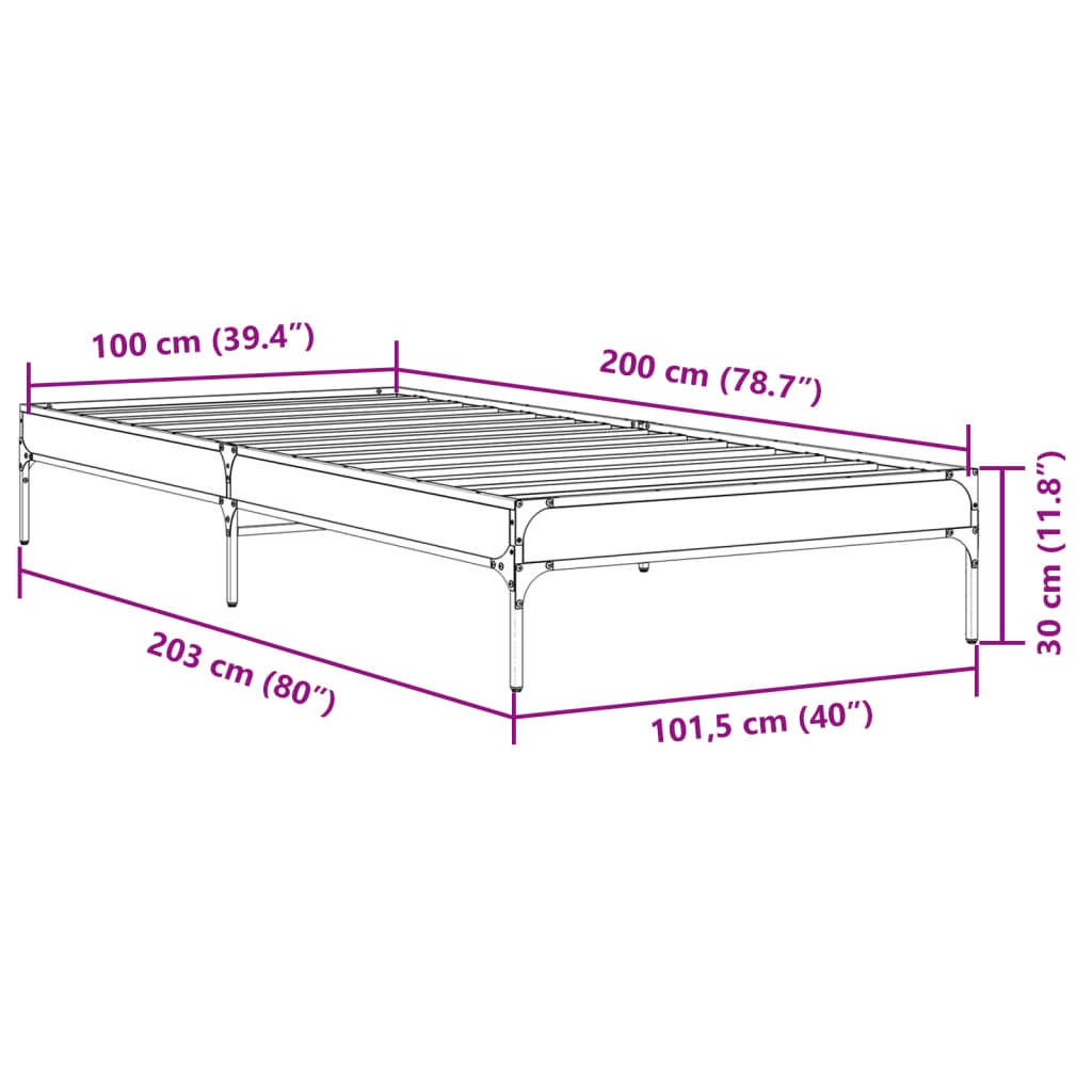 vidaXL Cadre de lit sans matelas noir 100x200 cm