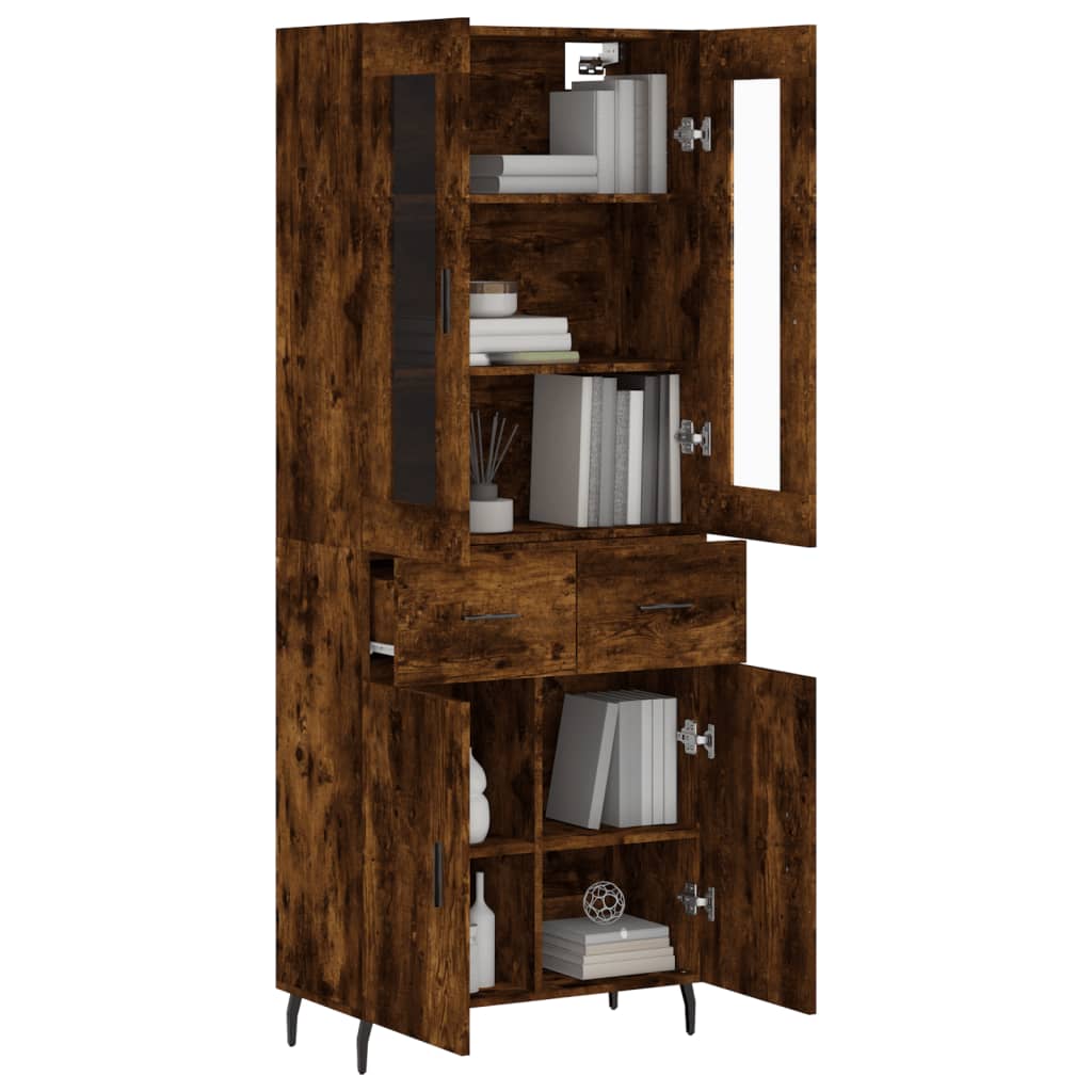 vidaXL Buffet haut Chêne fumé 69,5x34x180 cm Bois d'ingénierie