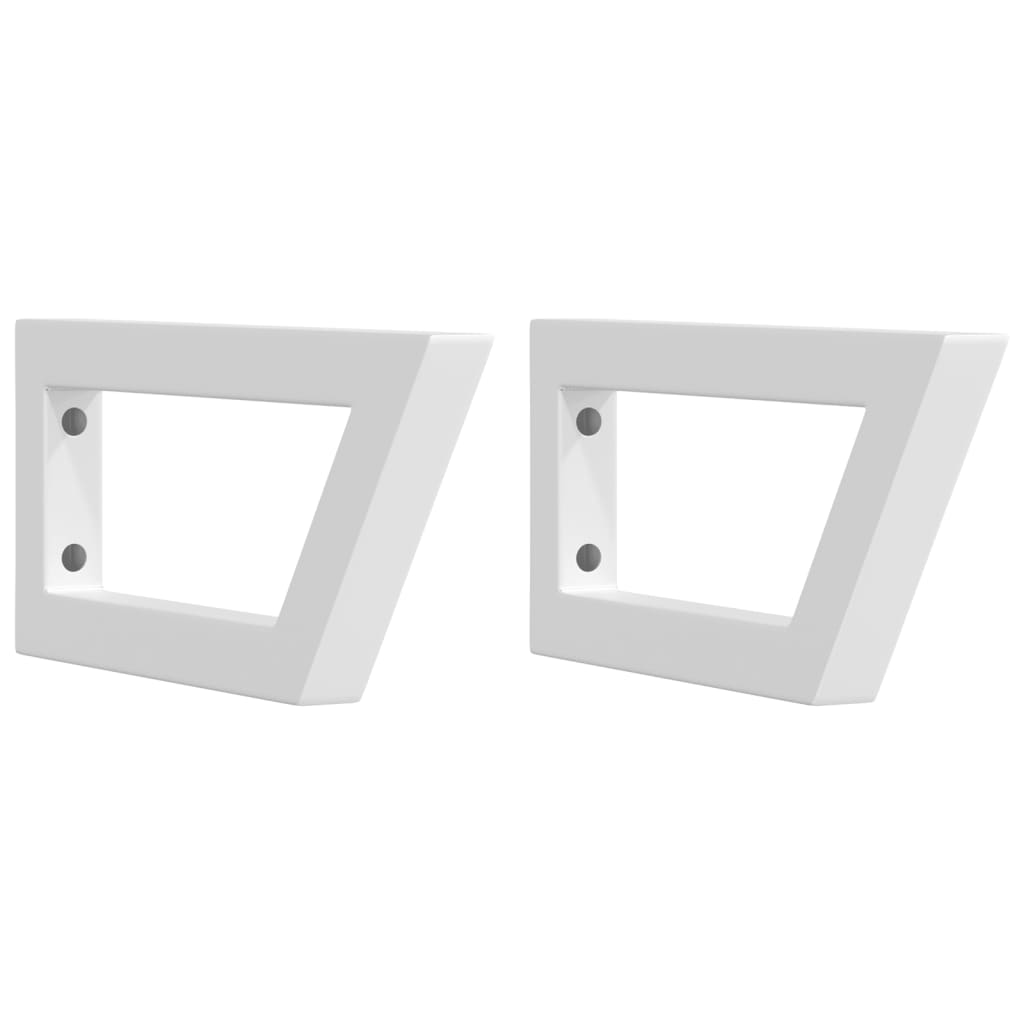 vidaXL Supports d'étagères pour lavabo 2 pcs blanc trapèze acier