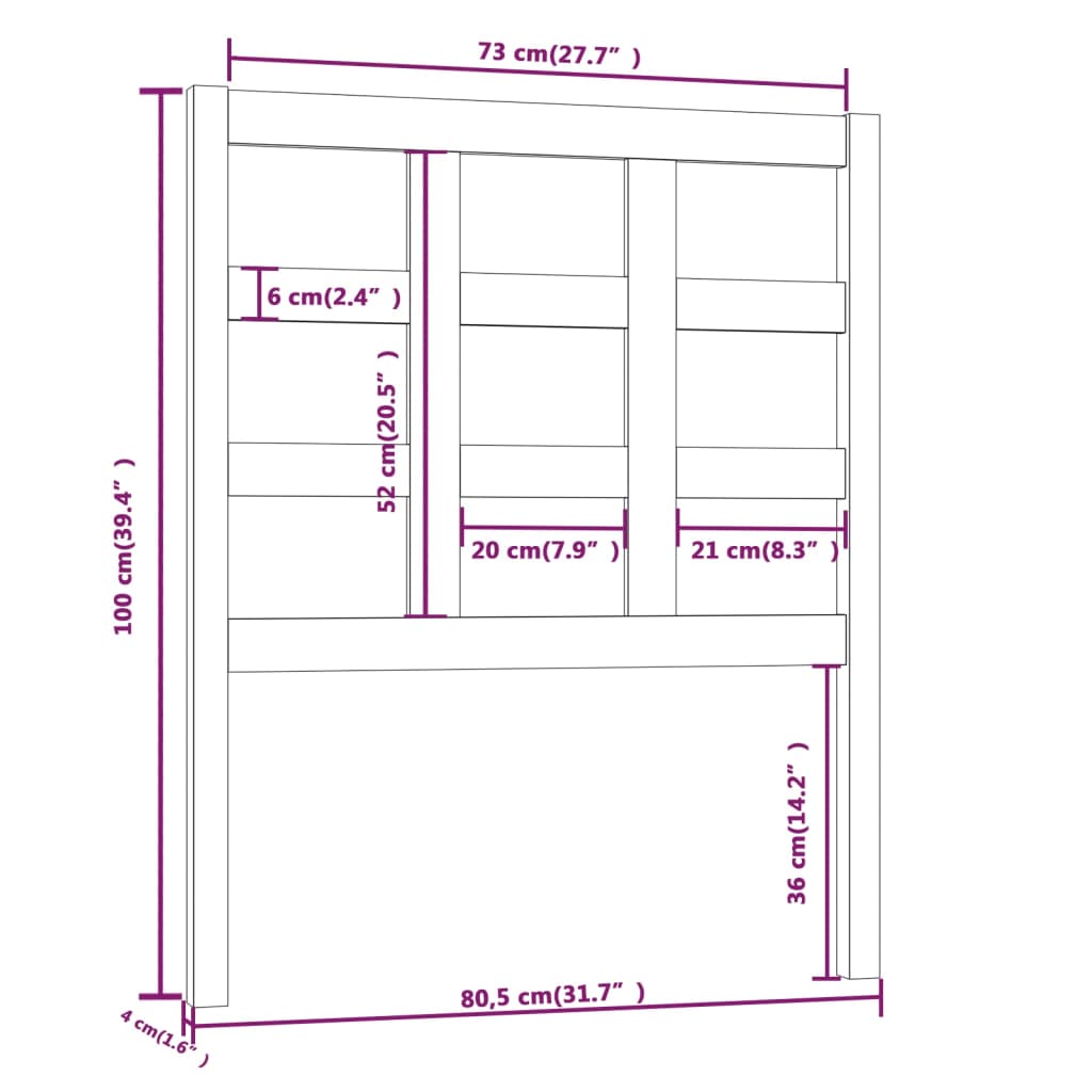 vidaXL Tête de lit Gris 80,5x4x100 cm Bois massif de pin