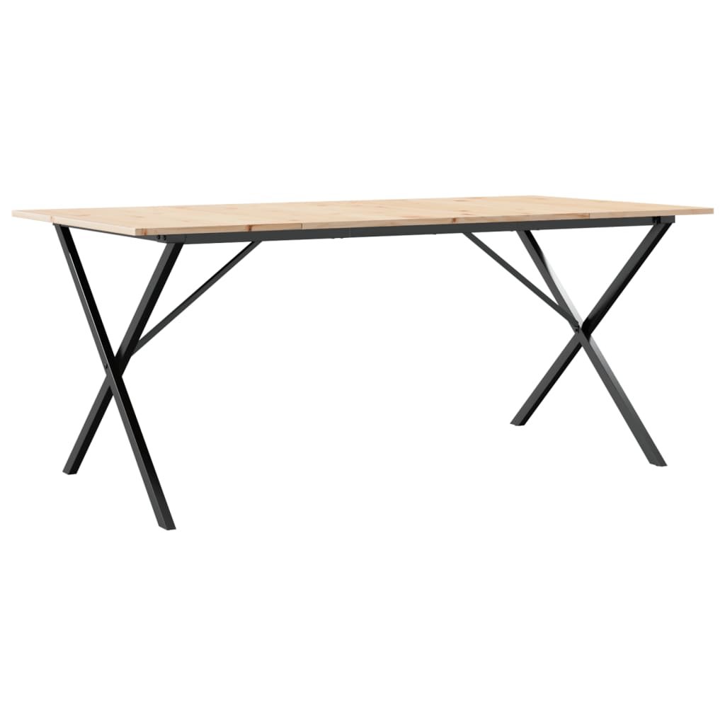 vidaXL Table à manger cadre en X 180x90x75 cm bois de pin massif fonte