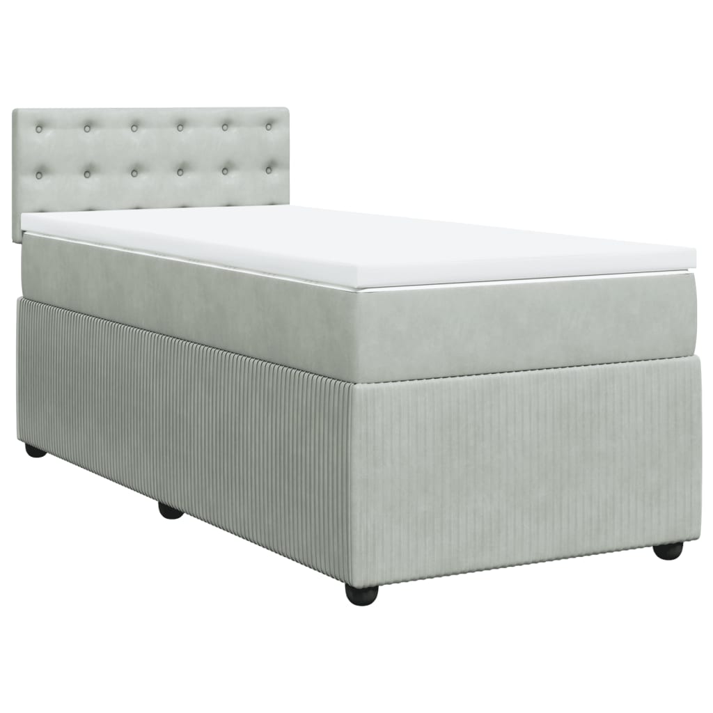 vidaXL Sommier à lattes de lit et matelas Gris clair 90x200 cm Velours