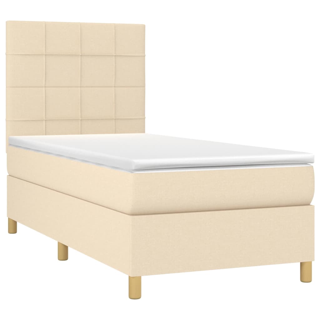 vidaXL Sommier à lattes de lit avec matelas Crème 80x200 cm Tissu