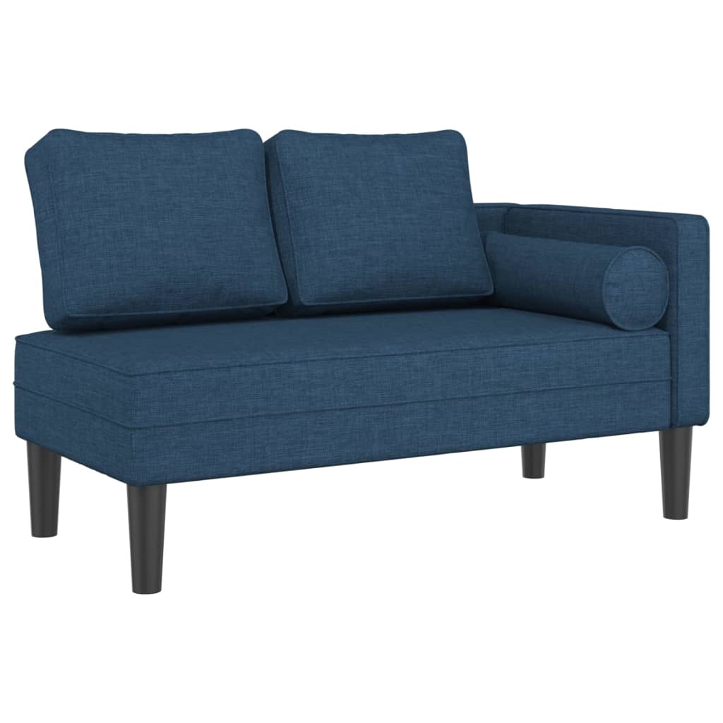 vidaXL Chaise longue avec coussins bleu tissu