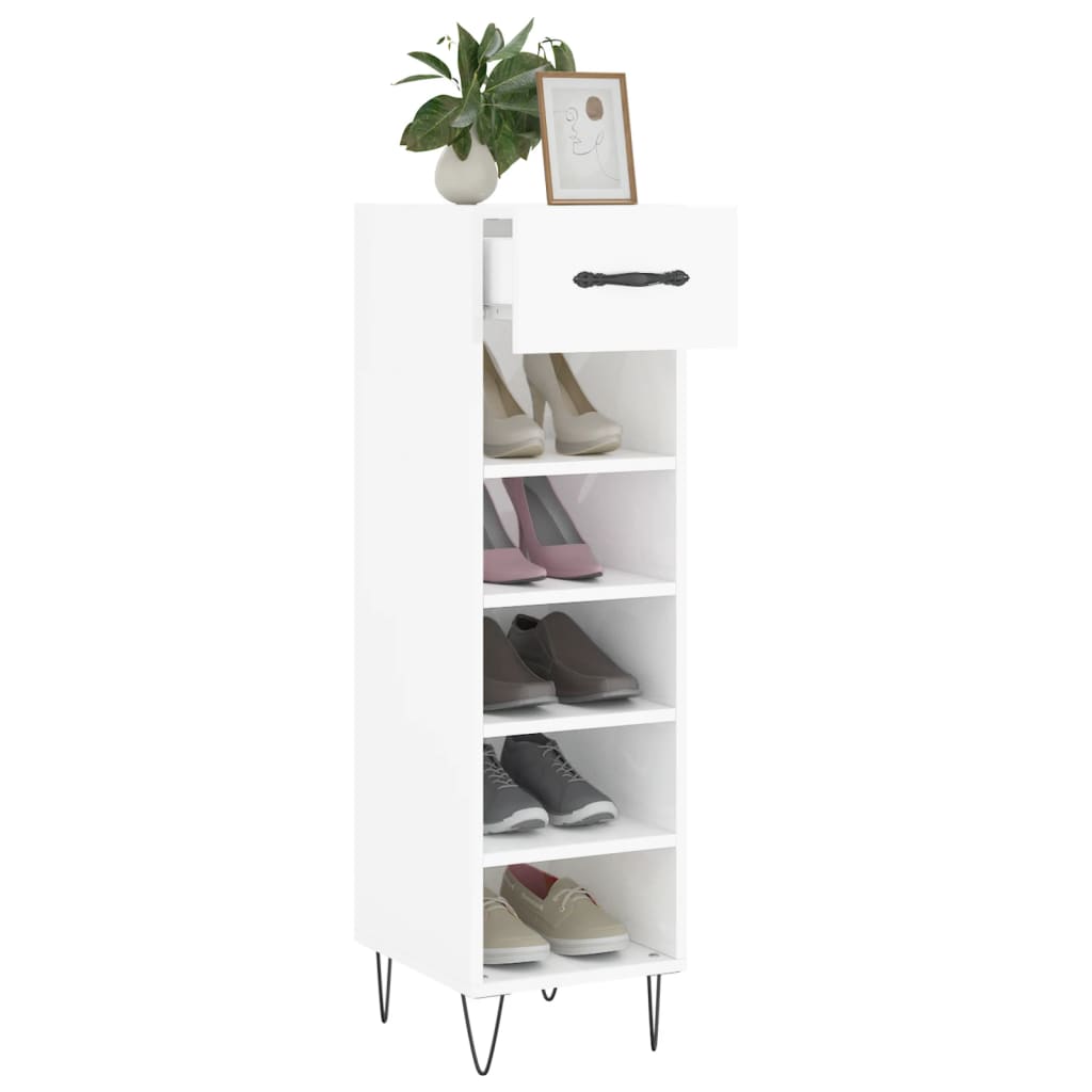 vidaXL Armoire à chaussure Blanc brillant 30x35x105 cm Bois ingénierie