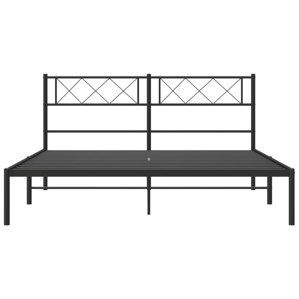 vidaXL Cadre de lit métal sans matelas avec tête de lit noir 150x200cm