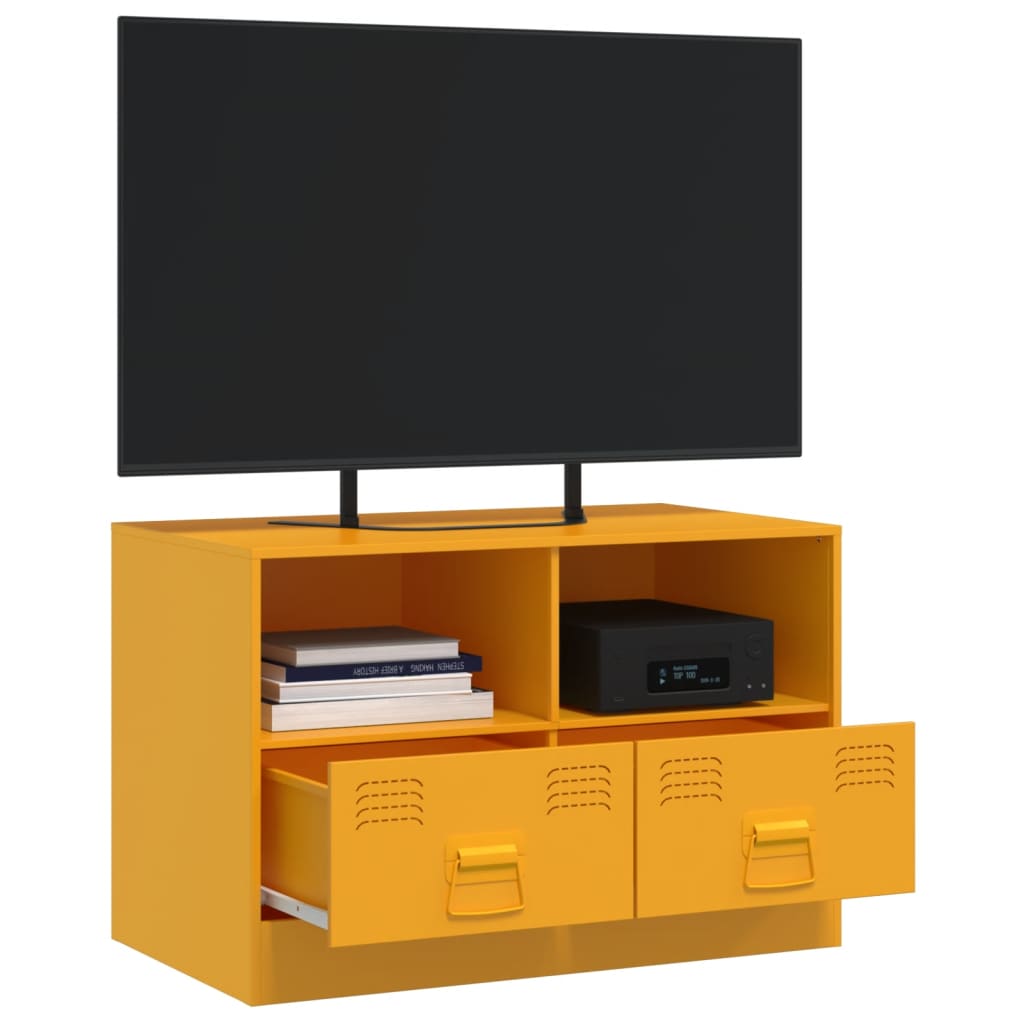 vidaXL Meuble TV jaune moutarde 67x39x44 cm acier