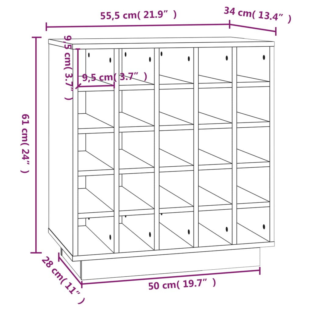 vidaXL Armoire à vin Gris 55,5x34x61 cm Bois de pin massif