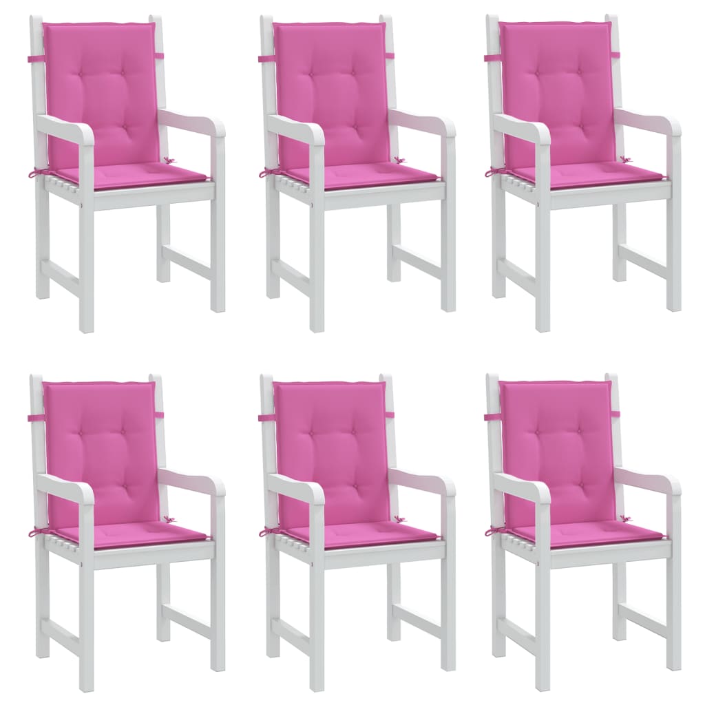 vidaXL Coussins de chaise à dossier bas lot de 6 rose tissu