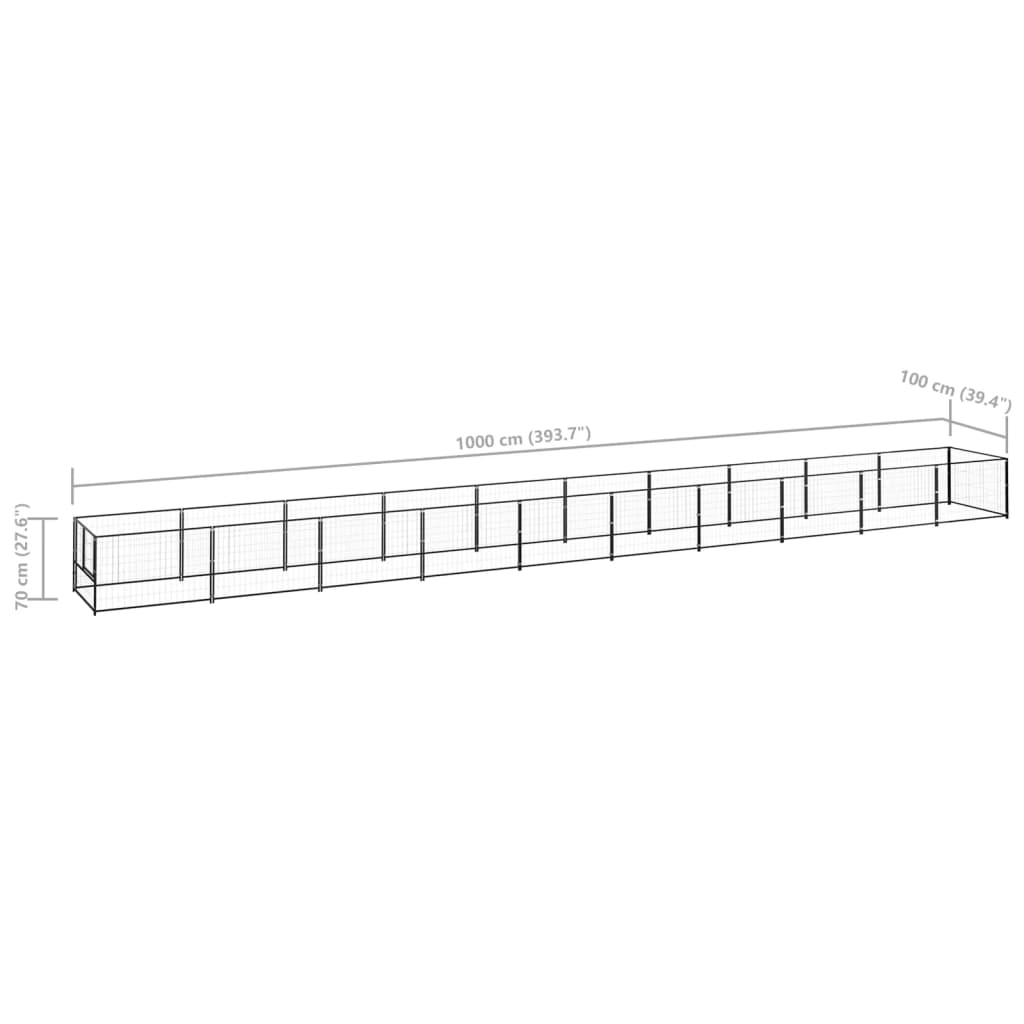 vidaXL Chenil Noir 10 m² Acier