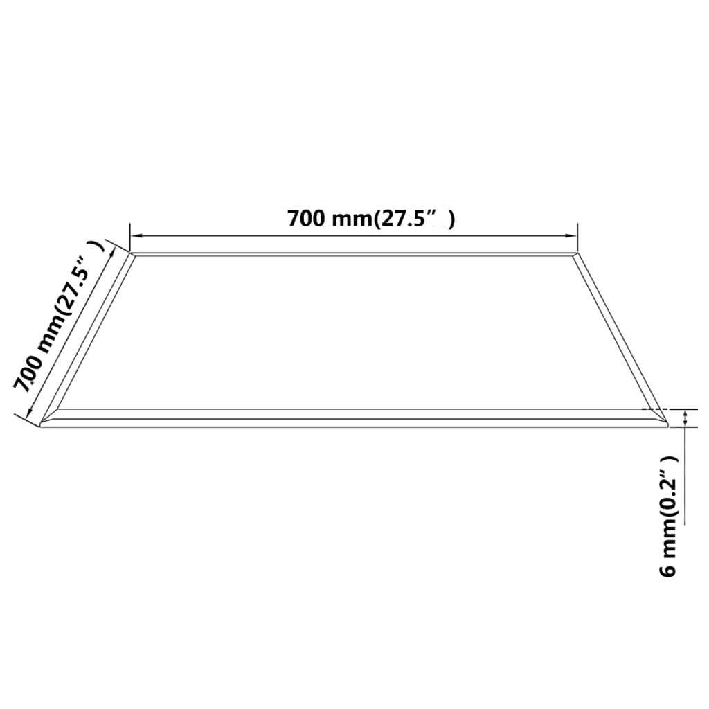 vidaXL Dessus de table carré en verre trempé 700 x 700 mm