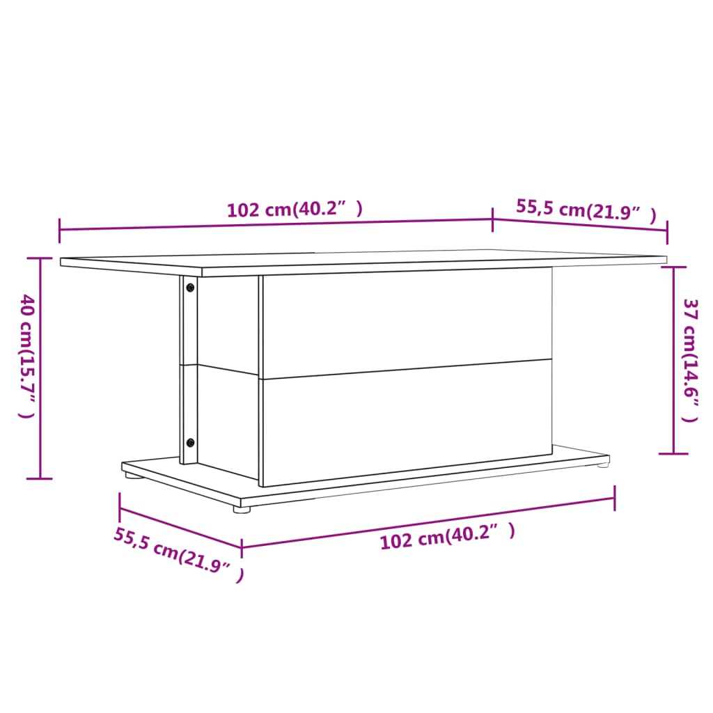 vidaXL Table basse blanc 102x55,5x40 cm bois d'ingénierie