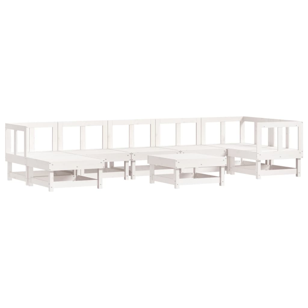 vidaXL Salon de jardin 8 pcs avec coussins blanc bois massif