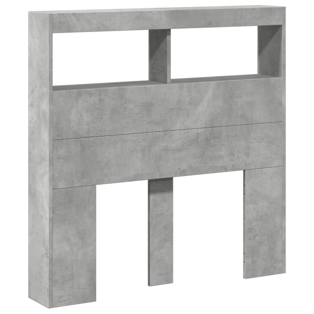 vidaXL Armoire tête de lit avec LED gris béton 100x17x102 cm