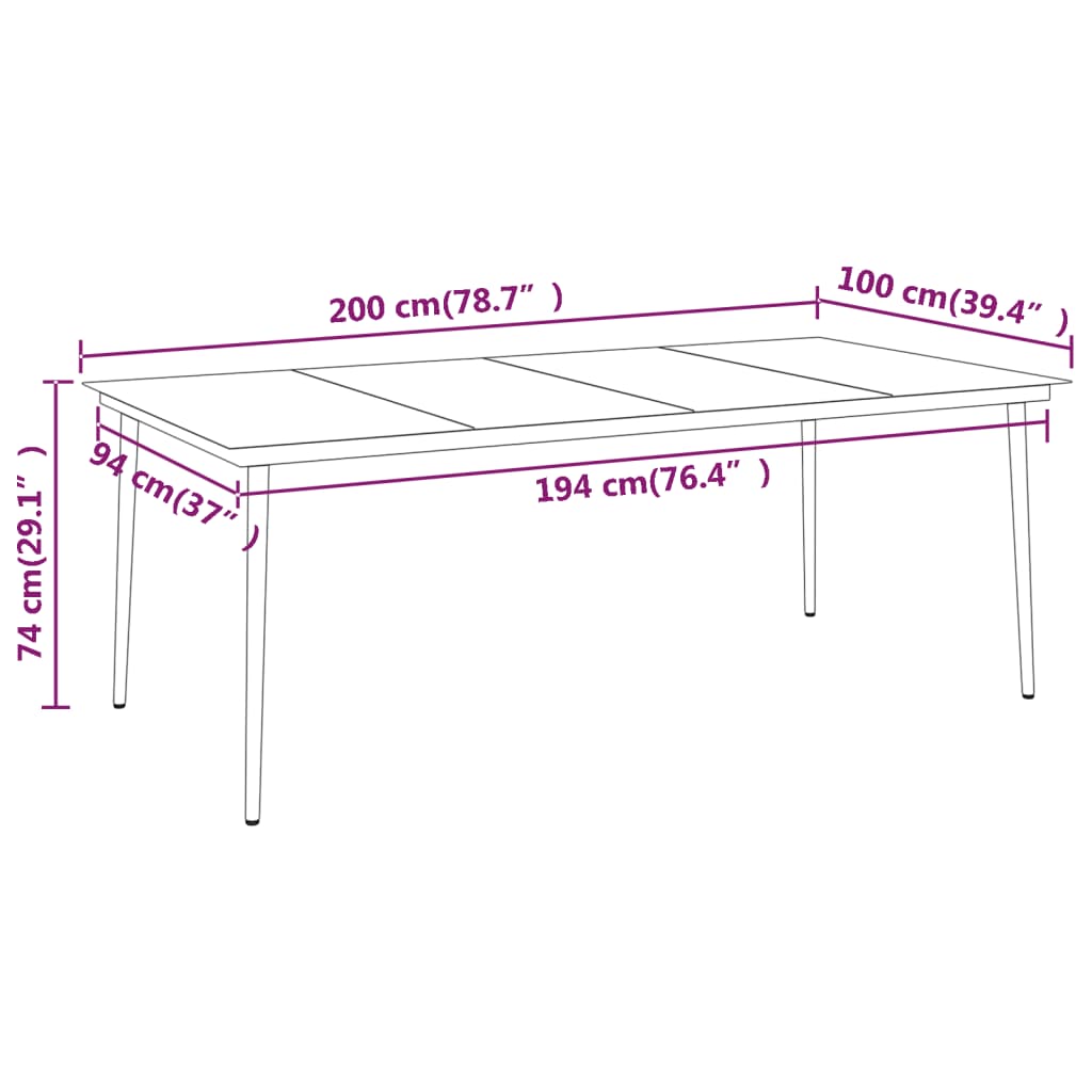 vidaXL Ensemble à manger de jardin 9 pcs Noir