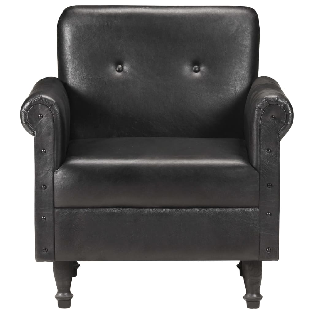 vidaXL Chaise cabriolet noir cuir véritable