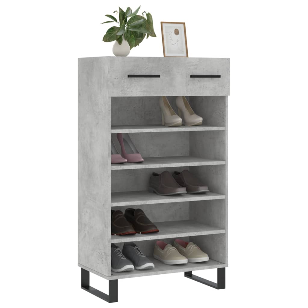 vidaXL Armoire à chaussures gris béton 60x35x105 cm bois d'ingénierie