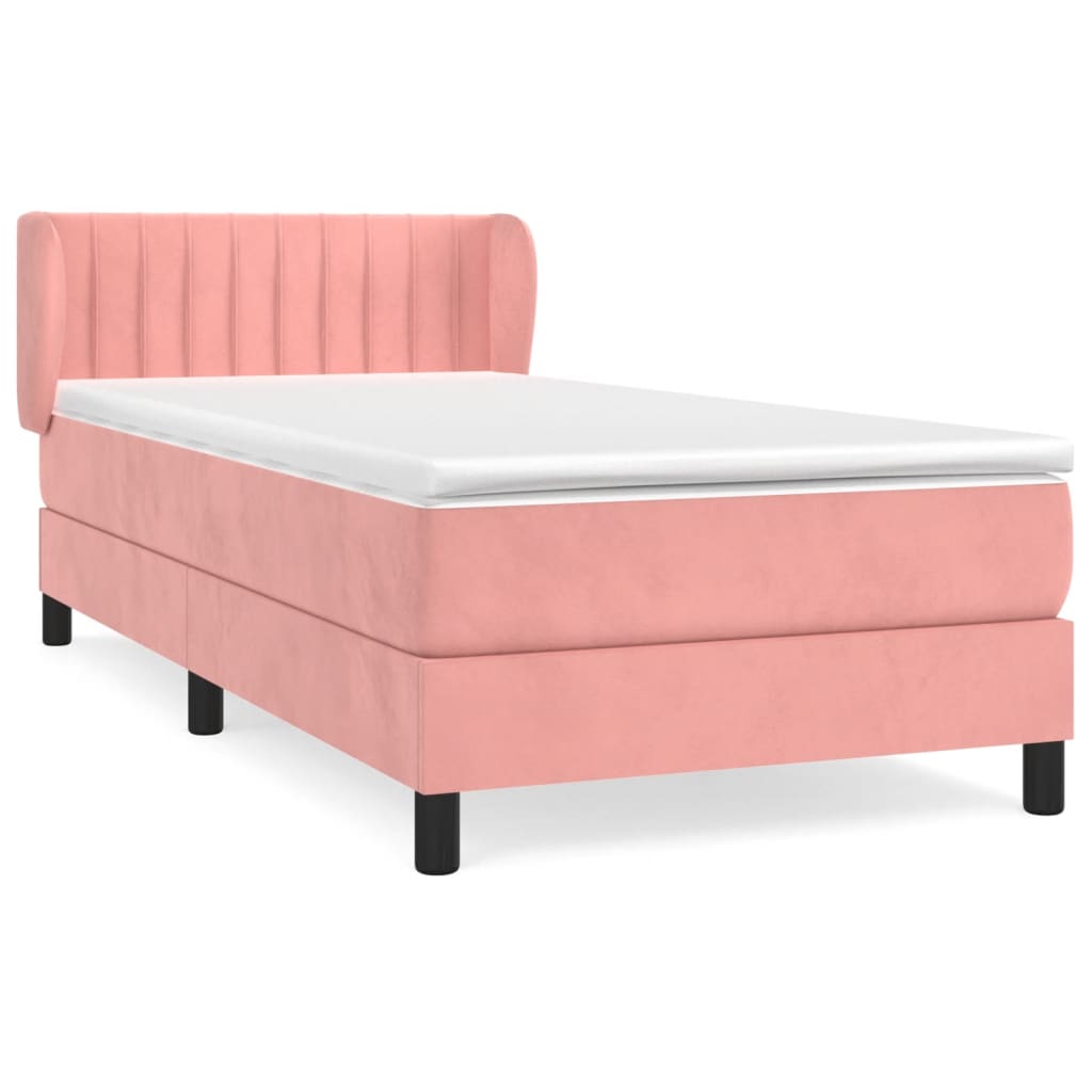 vidaXL Sommier à lattes de lit avec matelas Rose 100x200 cm Velours