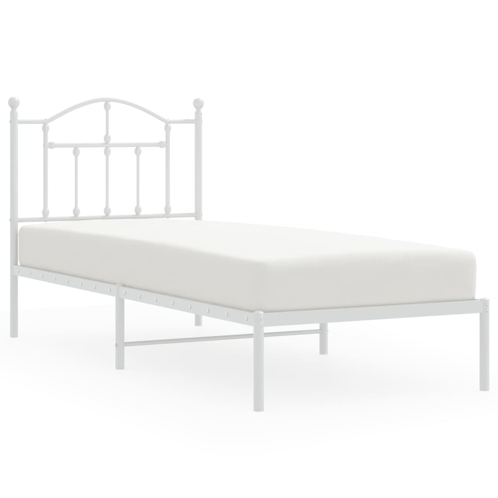 vidaXL Cadre de lit métal sans matelas avec tête de lit blanc 90x200cm