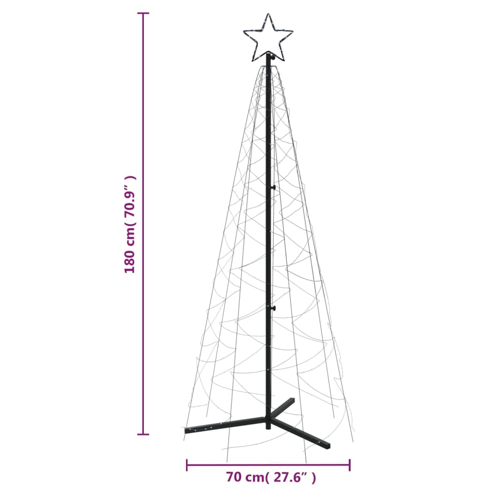 vidaXL Arbre de Noël cône 200 LED Blanc froid 70x180 cm