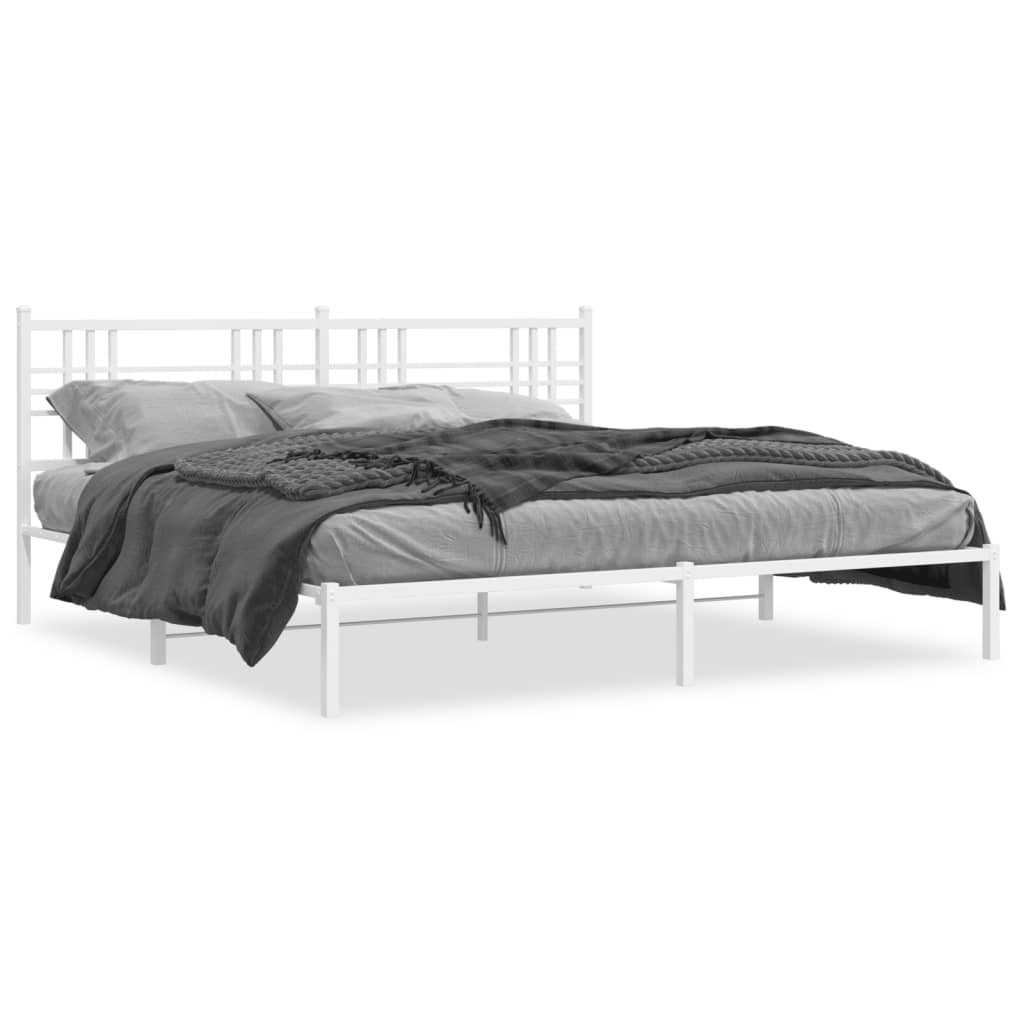 vidaXL Cadre de lit métal sans matelas et tête de lit blanc 193x203 cm