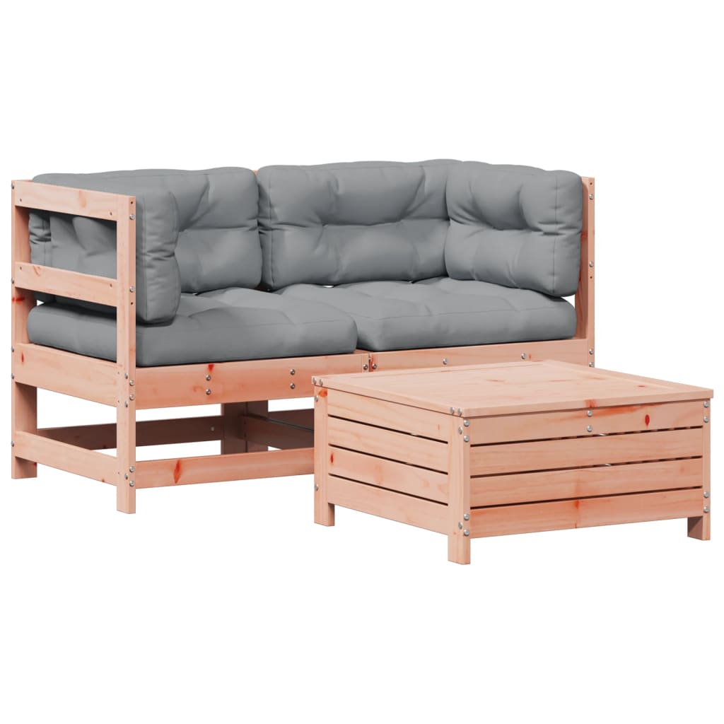 vidaXL Salon de jardin 3 pcs avec coussins bois massif douglas