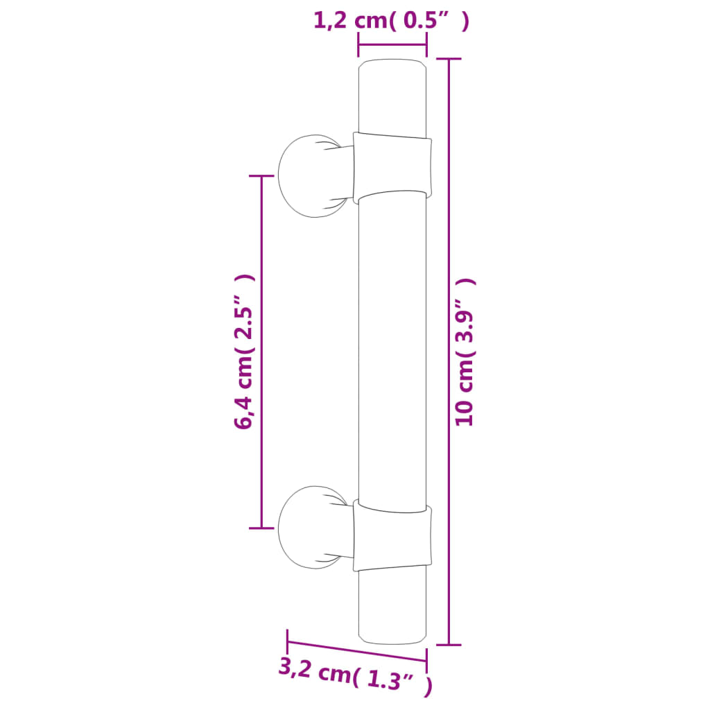 vidaXL Poignées d'armoire 10 pcs noir 64 mm acier inoxydable