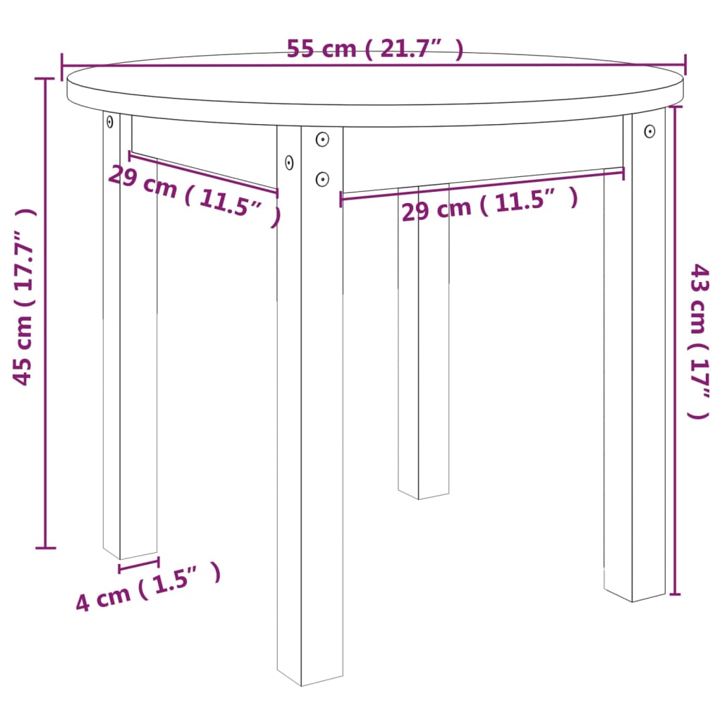 vidaXL Table basse Noir Ø 55x45 cm Bois massif de pin