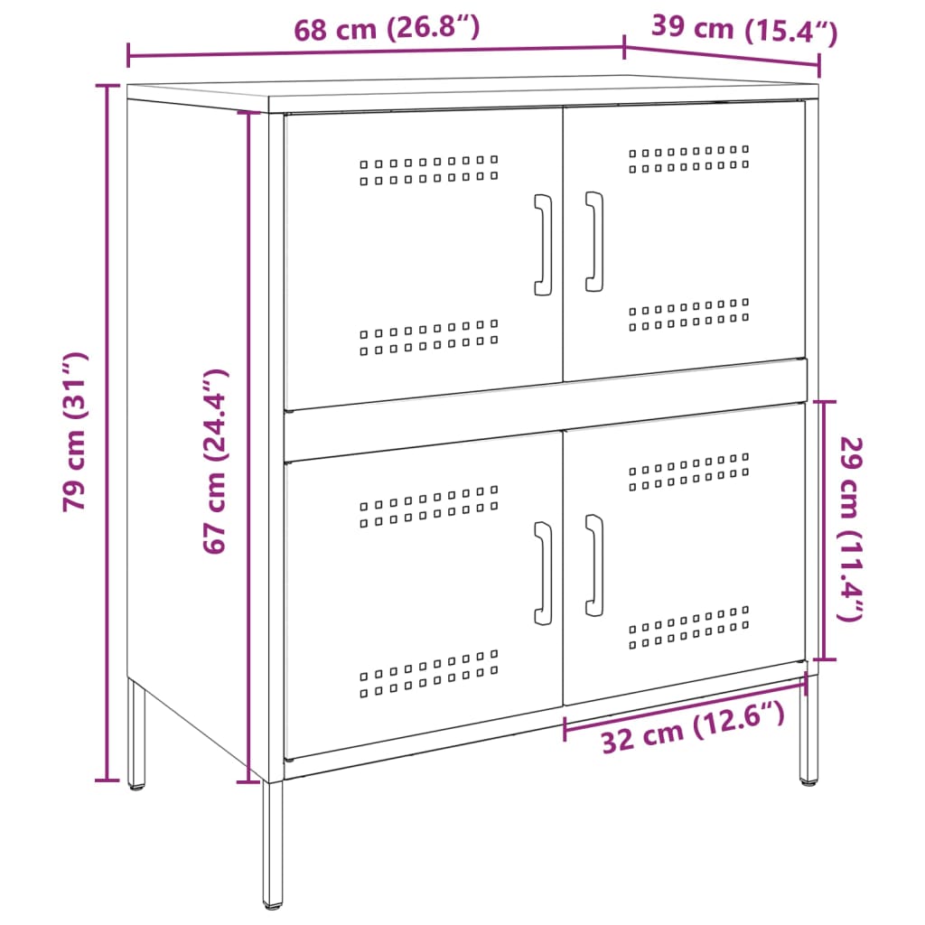 vidaXL Buffet anthracite 68x39x79 cm acier