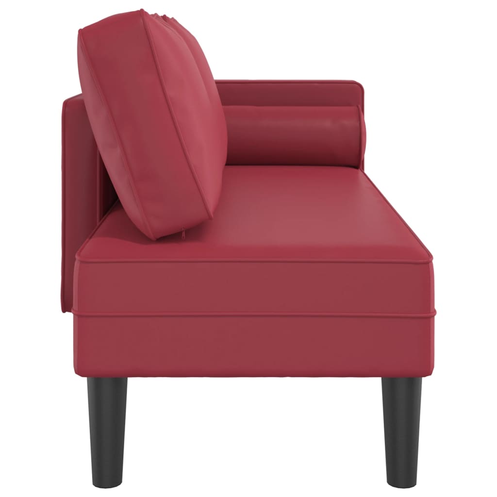 vidaXL Chaise longue avec coussins rouge bordeaux similicuir