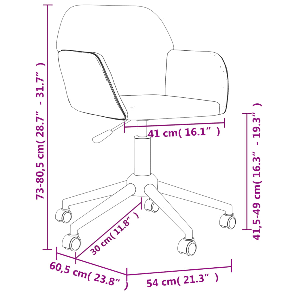 vidaXL Chaise pivotante de bureau Gris foncé Tissu