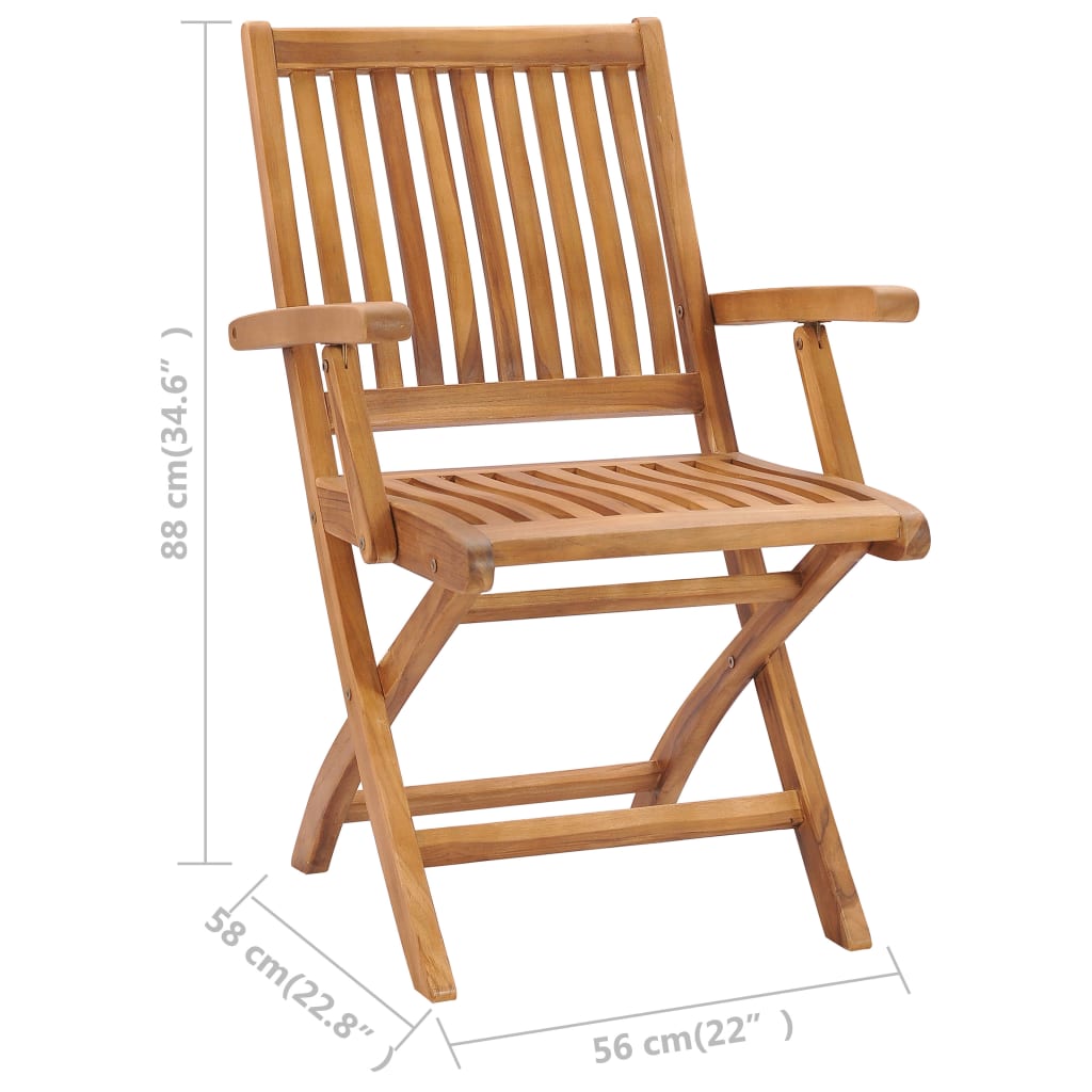 vidaXL Chaises de jardin pliables lot de 2 Bois de teck massif