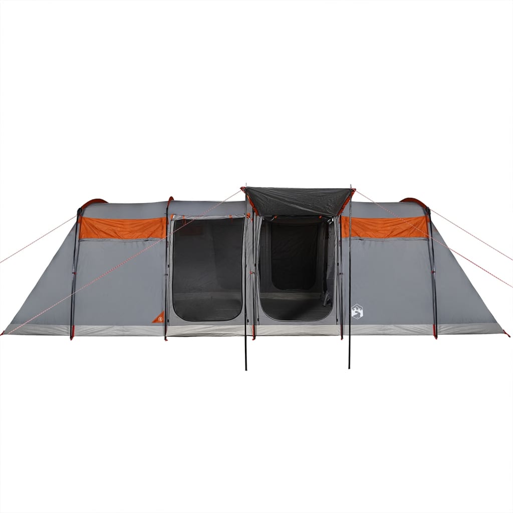 vidaXL Tente familiale tunnel 10 personnes gris et orange imperméable