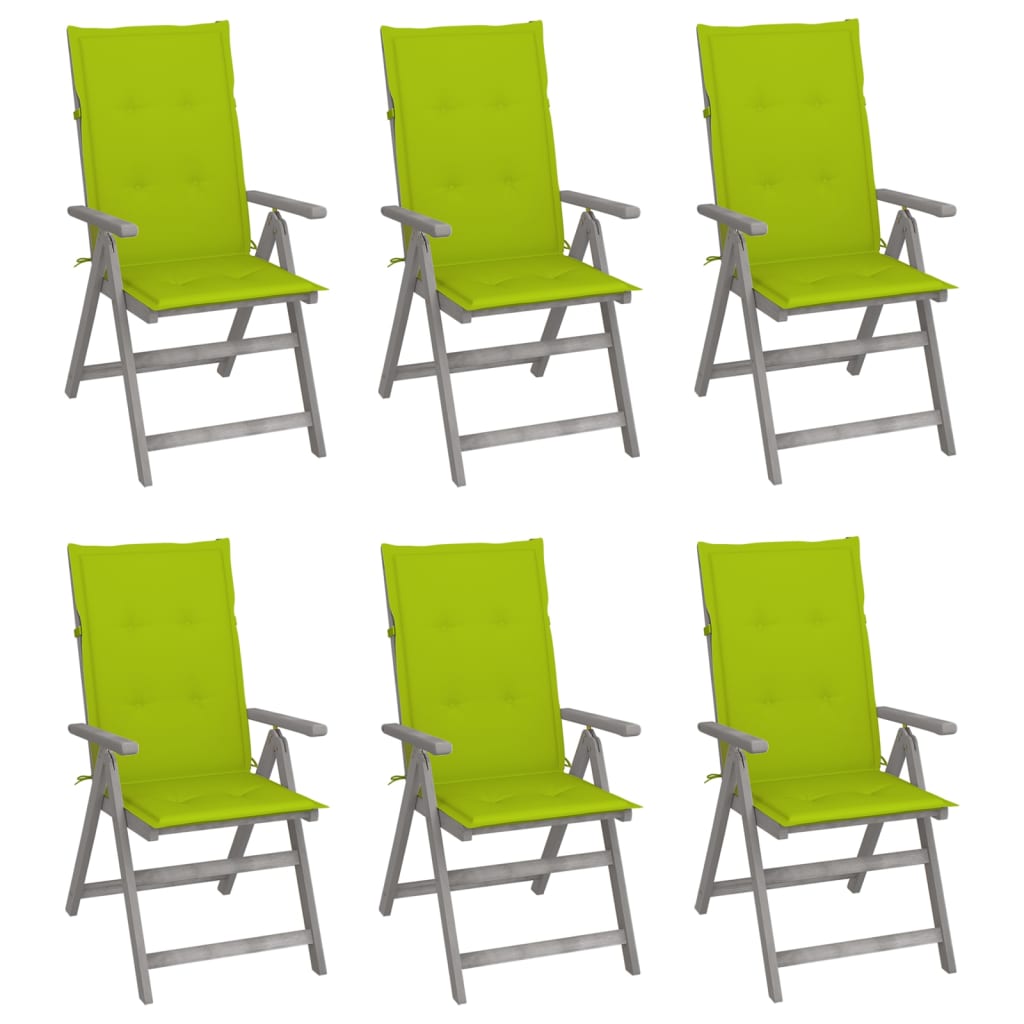 vidaXL Chaises inclinables de jardin lot de 6 et coussins Bois acacia