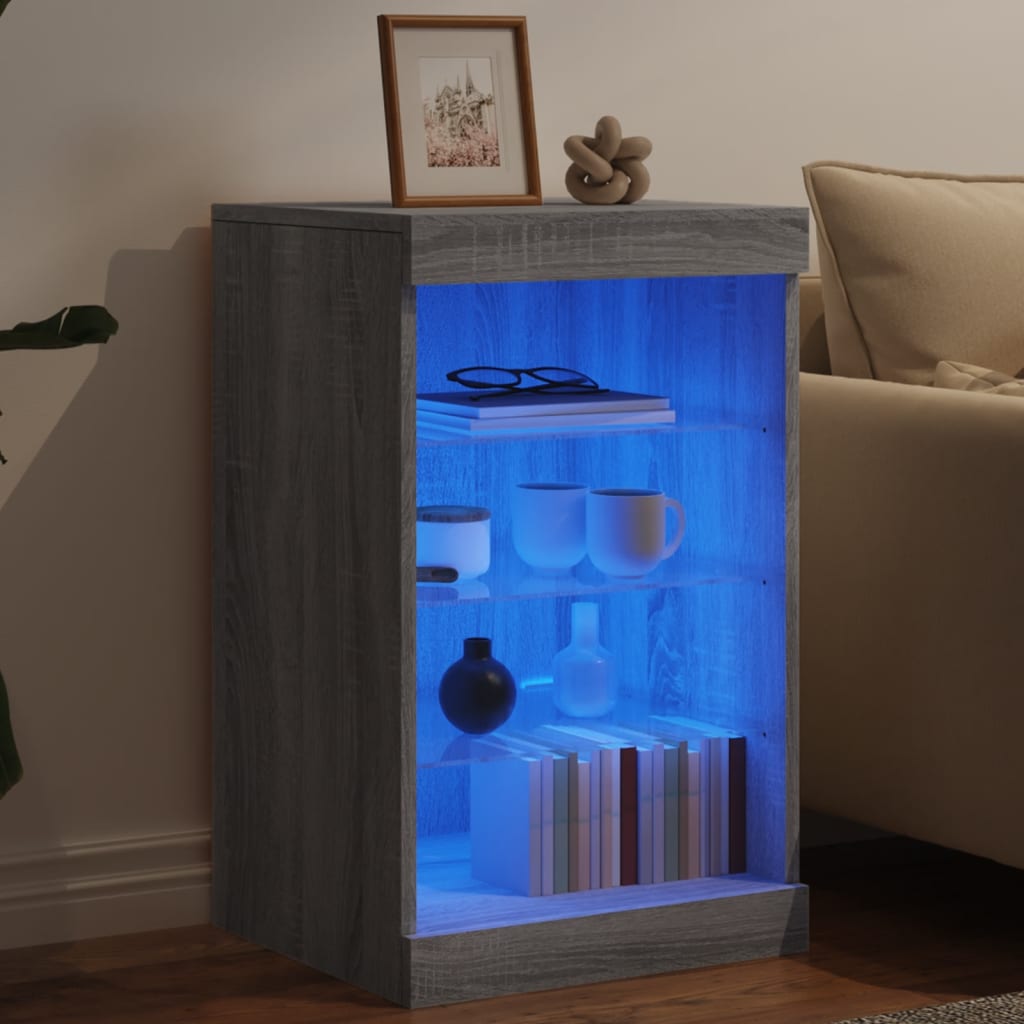 vidaXL Buffet avec lumières LED sonoma gris 41x37x67 cm