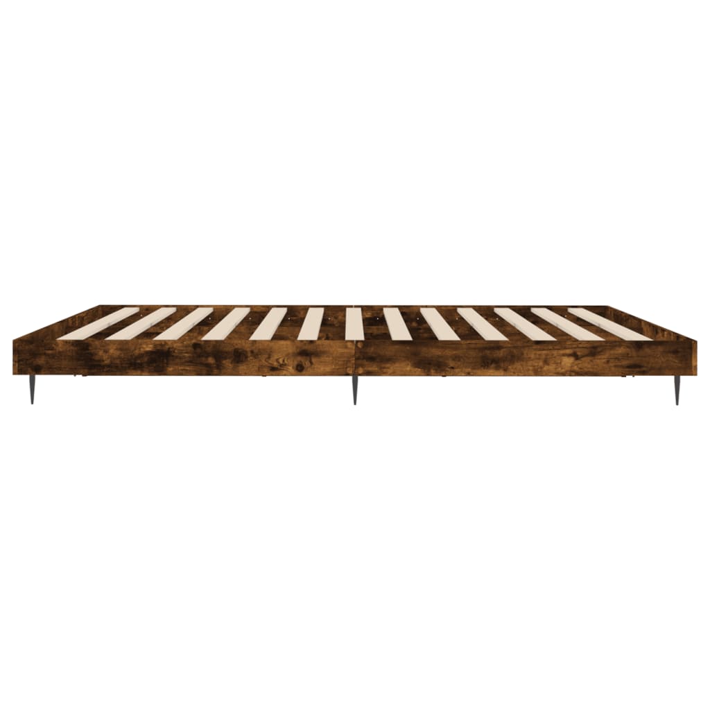 vidaXL Cadre de lit sans matelas chêne fumé 150x200 cm bois ingénierie