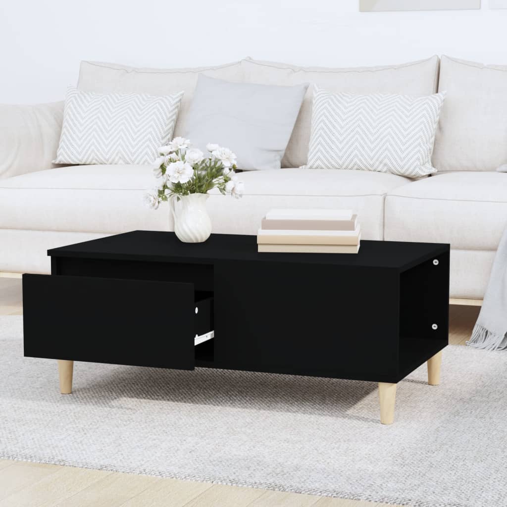 vidaXL Table basse Noir 90x50x36,5 cm Bois d'ingénierie