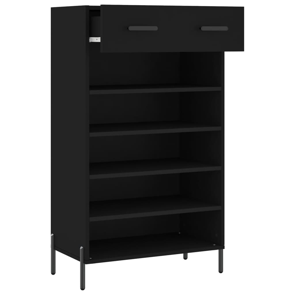 vidaXL Armoire à chaussures noir 60x35x105 cm bois d'ingénierie