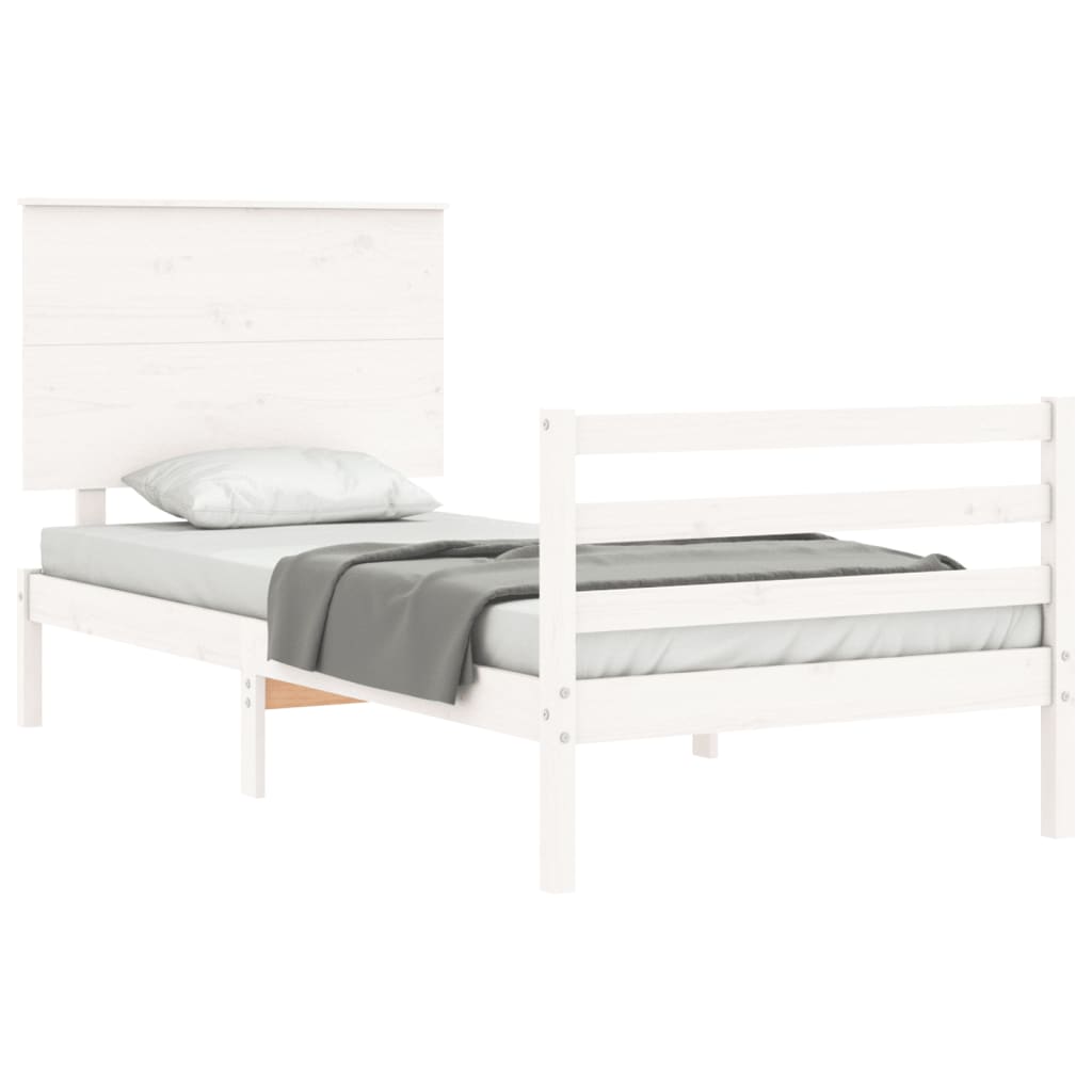 vidaXL Cadre de lit sans matelas blanc 90x200 cm bois massif