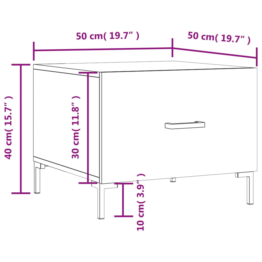 vidaXL Table basse Sonoma gris 50x50x40 cm Bois d'ingénierie