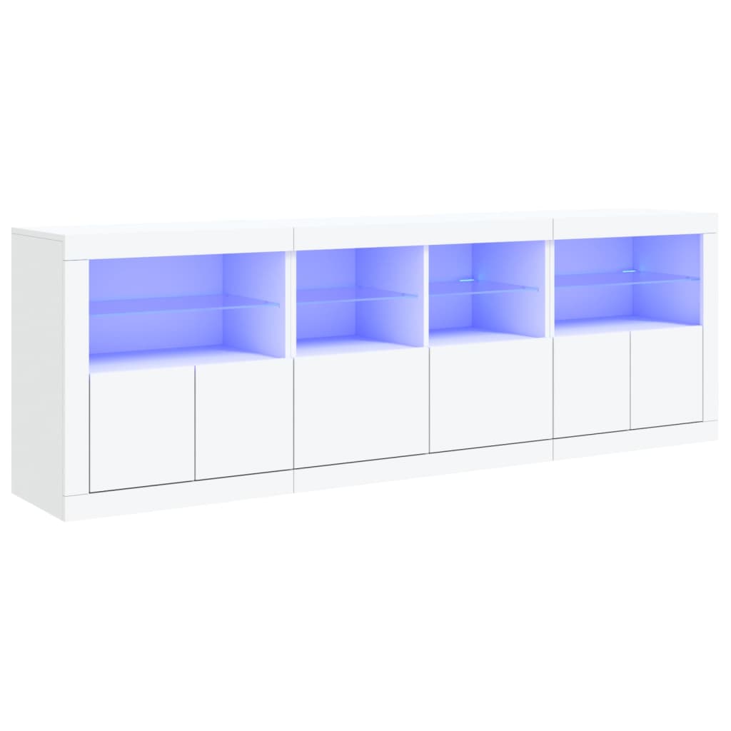 vidaXL Buffet avec lumières LED blanc 202x37x67 cm