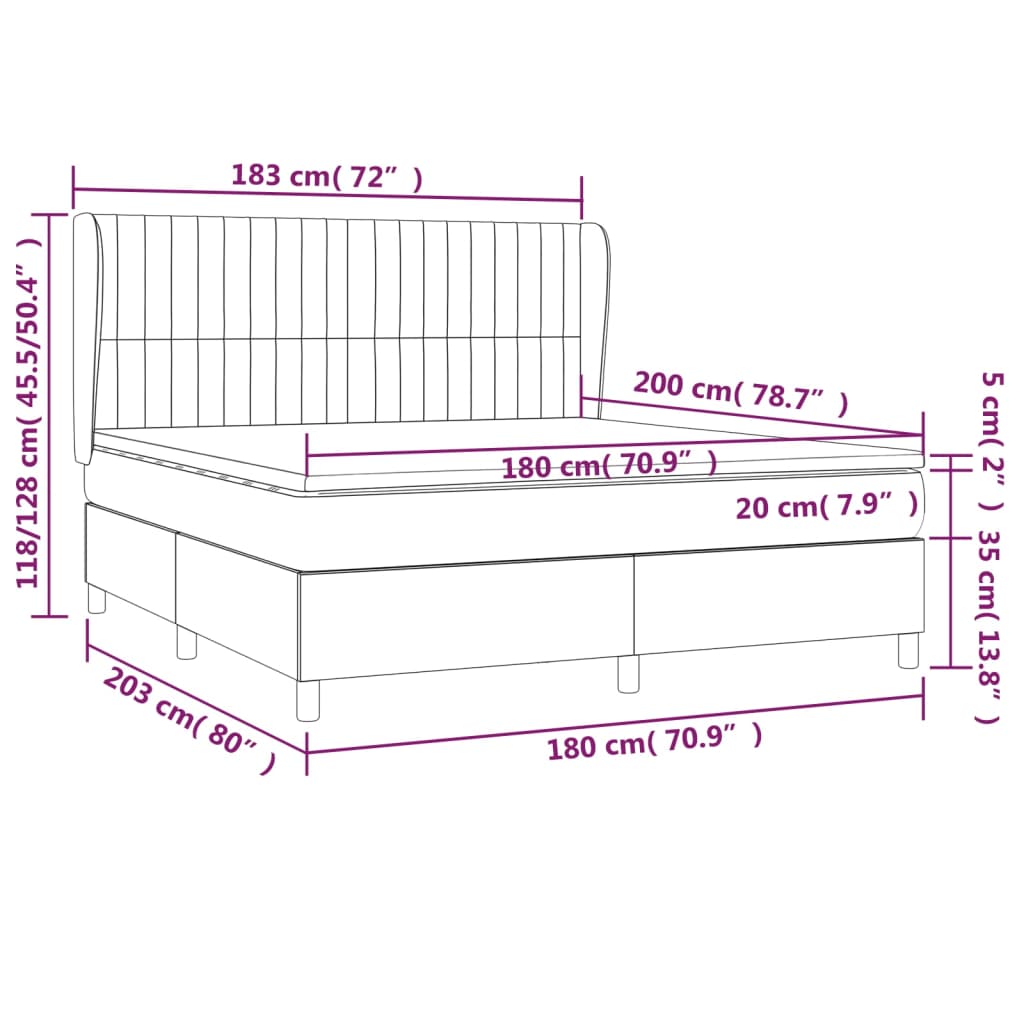 vidaXL Sommier à lattes de lit et matelas Gris clair 180x200cm Velours