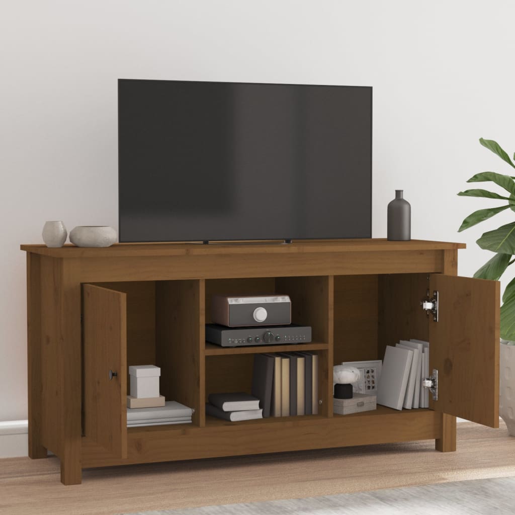 vidaXL Meuble TV Marron miel 103x36,5x52 cm Bois de pin massif