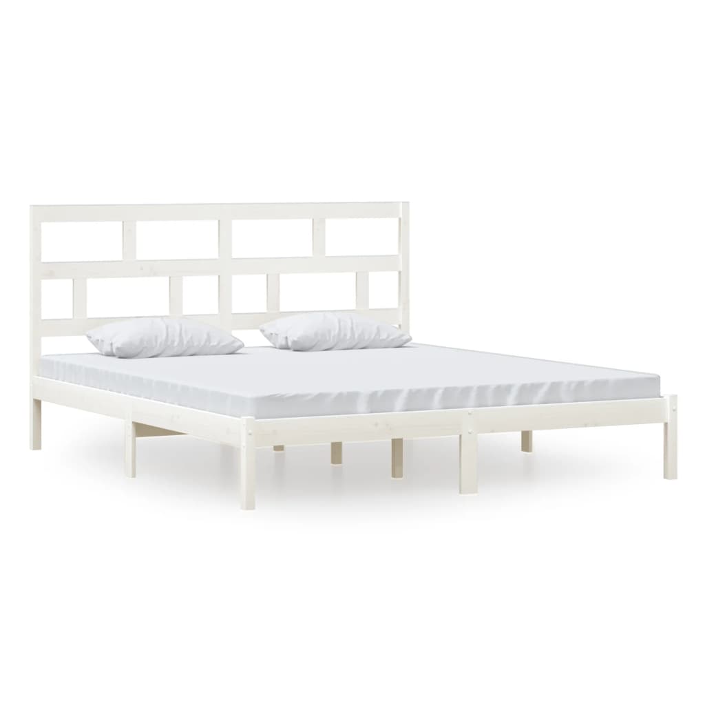 vidaXL Cadre de lit Blanc 180x200 cm Super King Bois massif