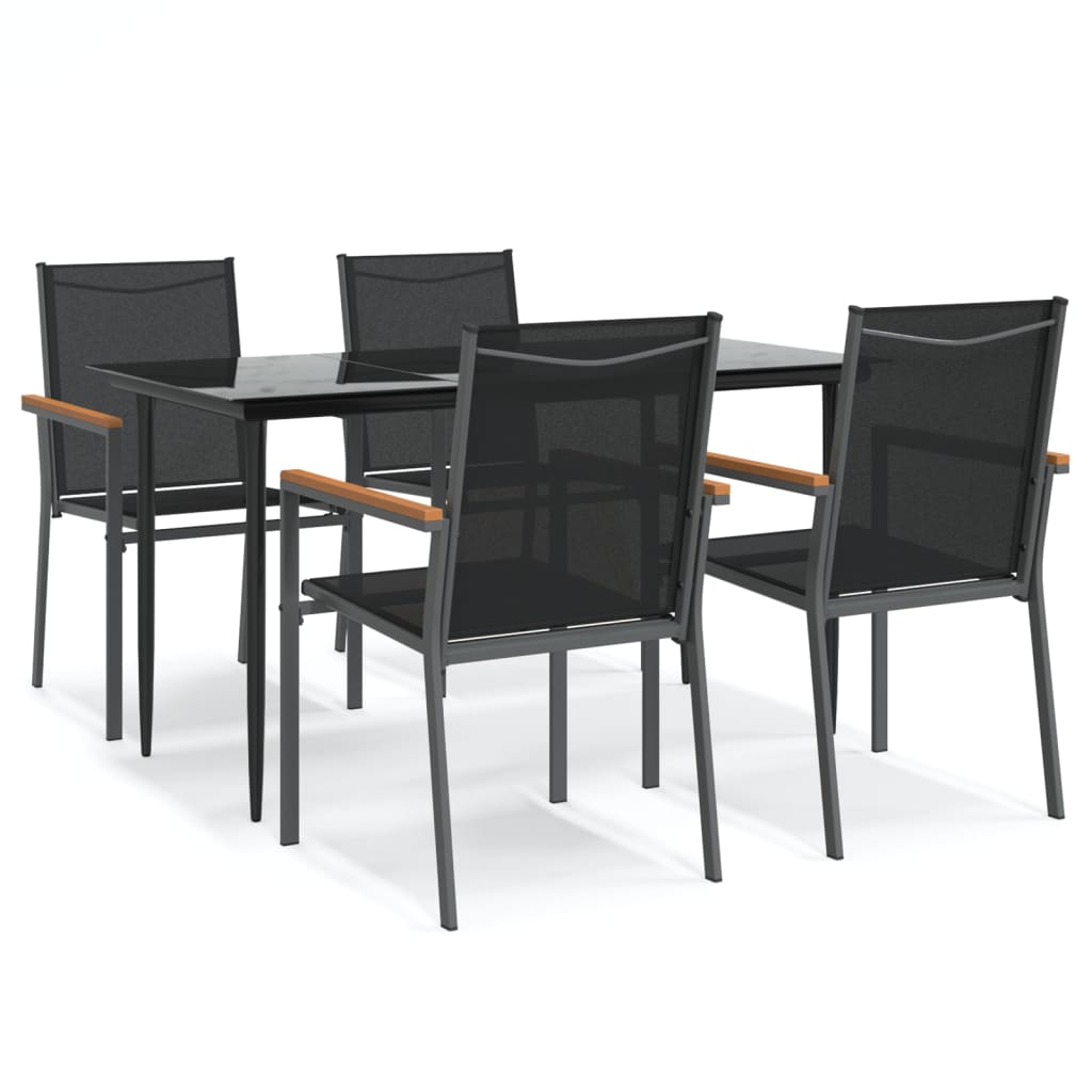 vidaXL Ensemble à manger de jardin 5 pcs noir textilène et acier