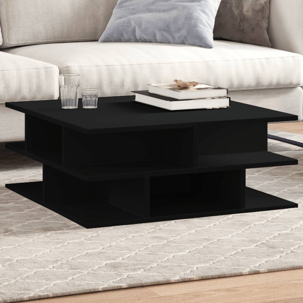 vidaXL Table basse noir 70x70x29 cm bois d'ingénierie