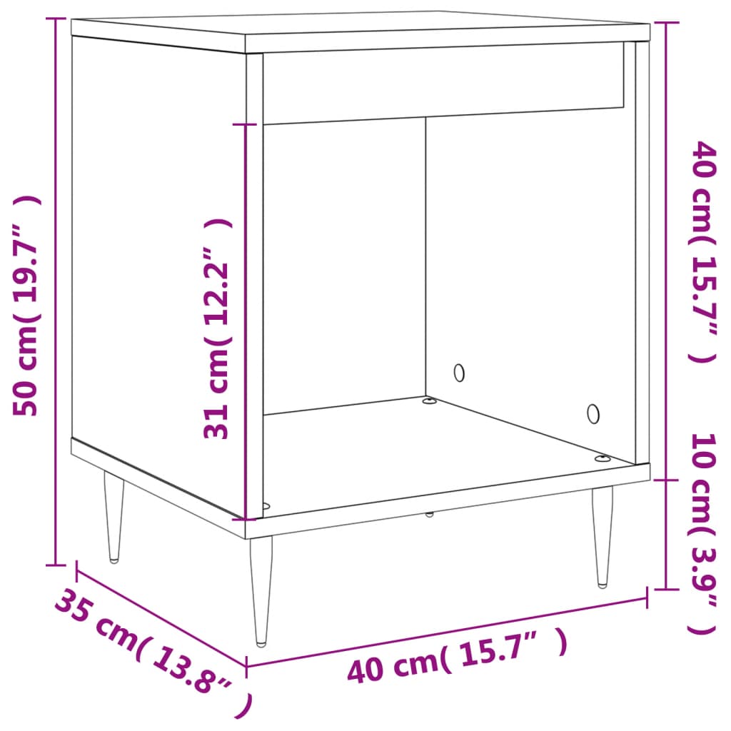 vidaXL Tables de chevet 2 pcs noir 40x35x50 cm bois d’ingénierie