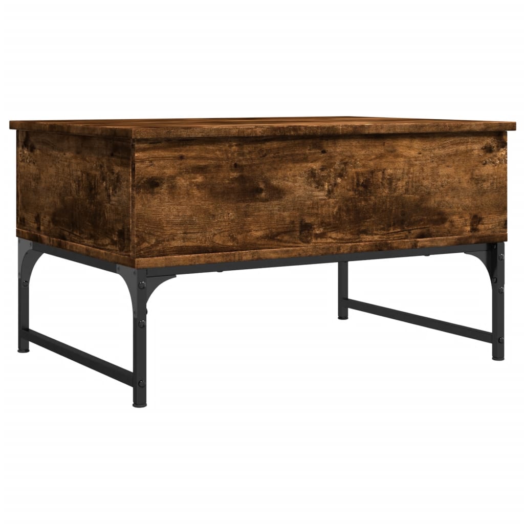 vidaXL Table basse chêne fumé 70x50x40 cm bois d'ingénierie et métal