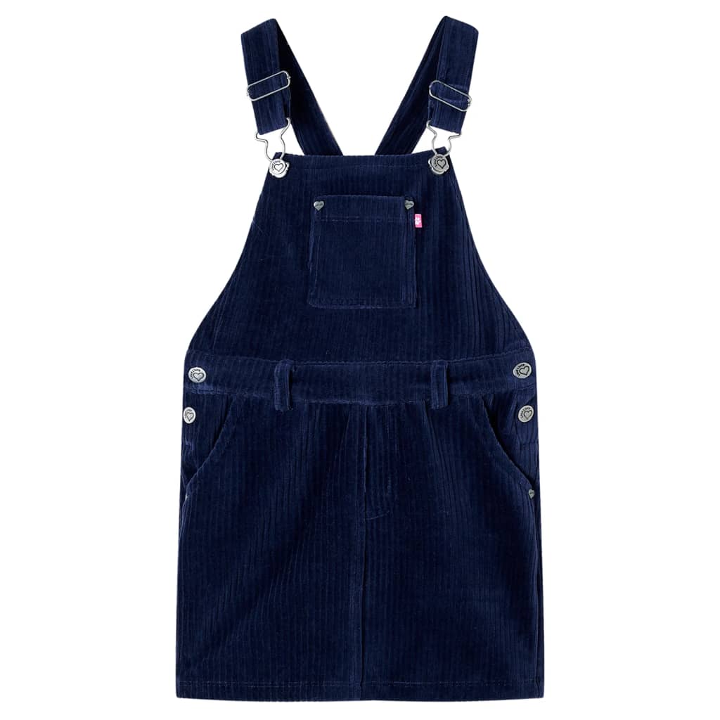 Robe salopette pour enfants velours côtelé bleu marine 140