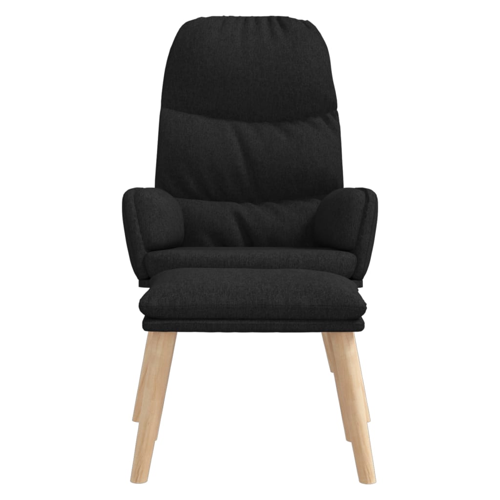 vidaXL Chaise de relaxation avec tabouret Noir Tissu